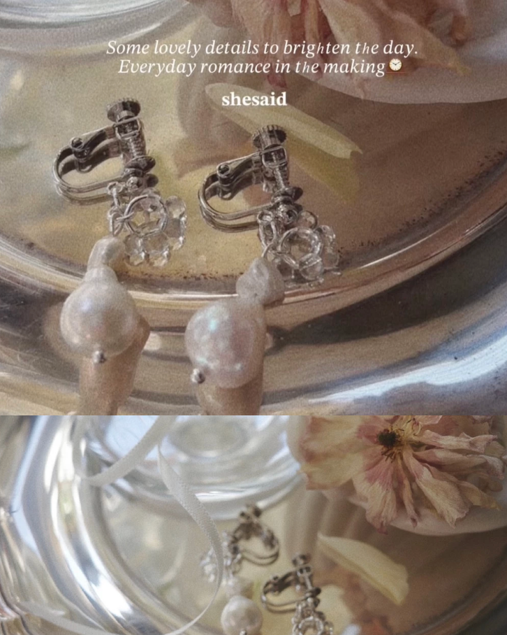 𝒑𝒆𝒂𝒓𝒍 :: 簡約款絕美虹光天然水滴珍珠耳環